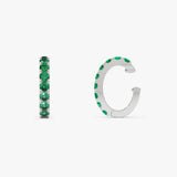 14K Gold Natural Emerald Hinged Ear Cuff