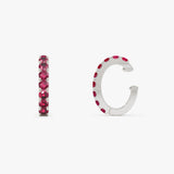 14K Gold Natural Round Ruby Hinged Ear Cuff