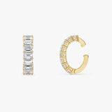 1.25 ctw 14K Gold Emerald Cut Lab Grown Diamond Hinged Ear Cuff