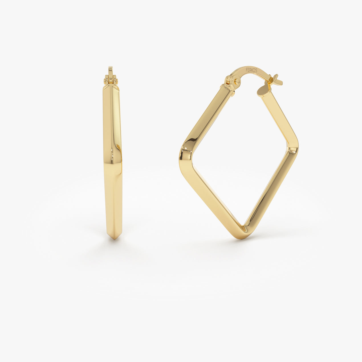 14K Gold Geometric Shaped Square Hoop Earrings – Ferkos Fine 