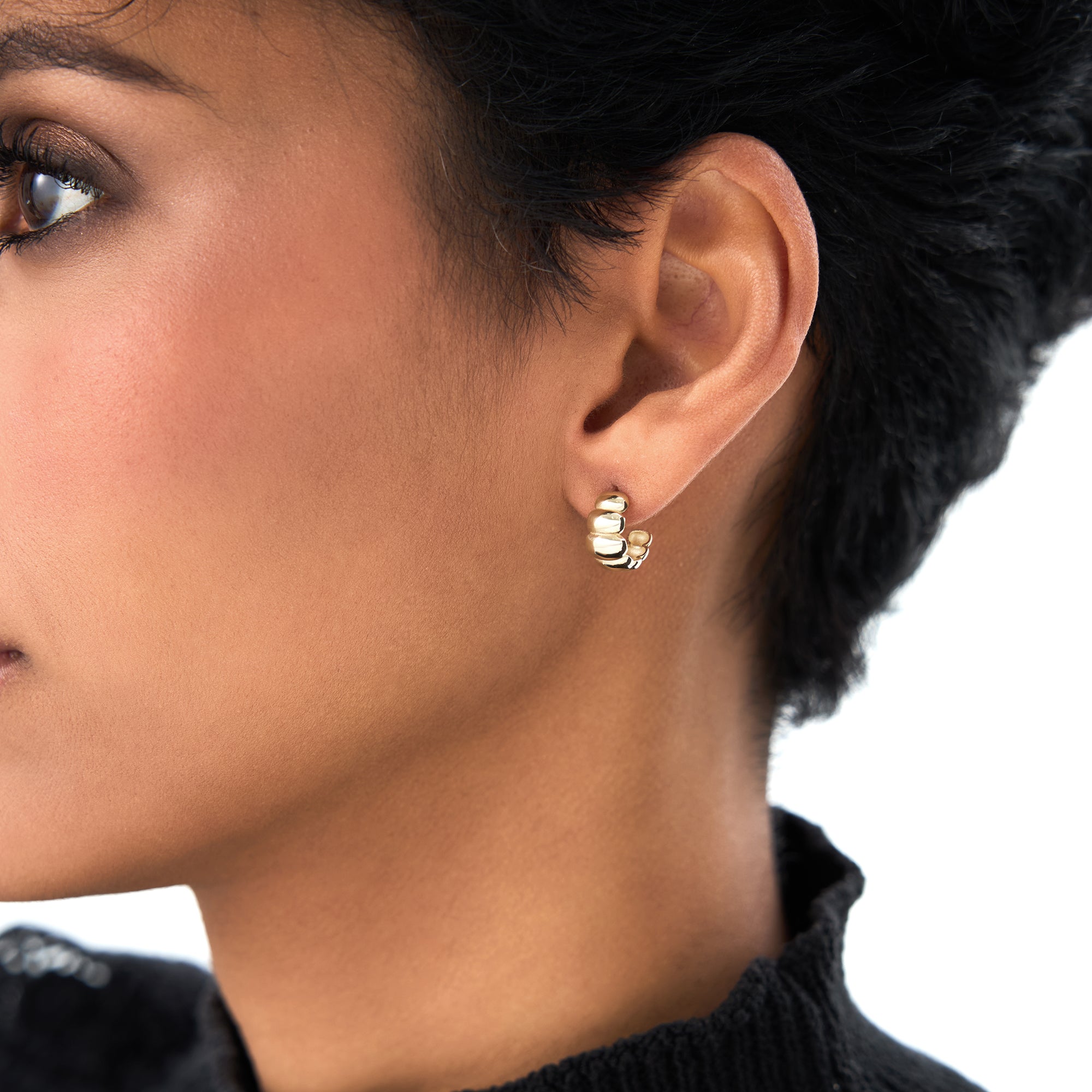 14k Gold Chuncky Bubble Hoop Earrings Ferkos Fine Jewelry