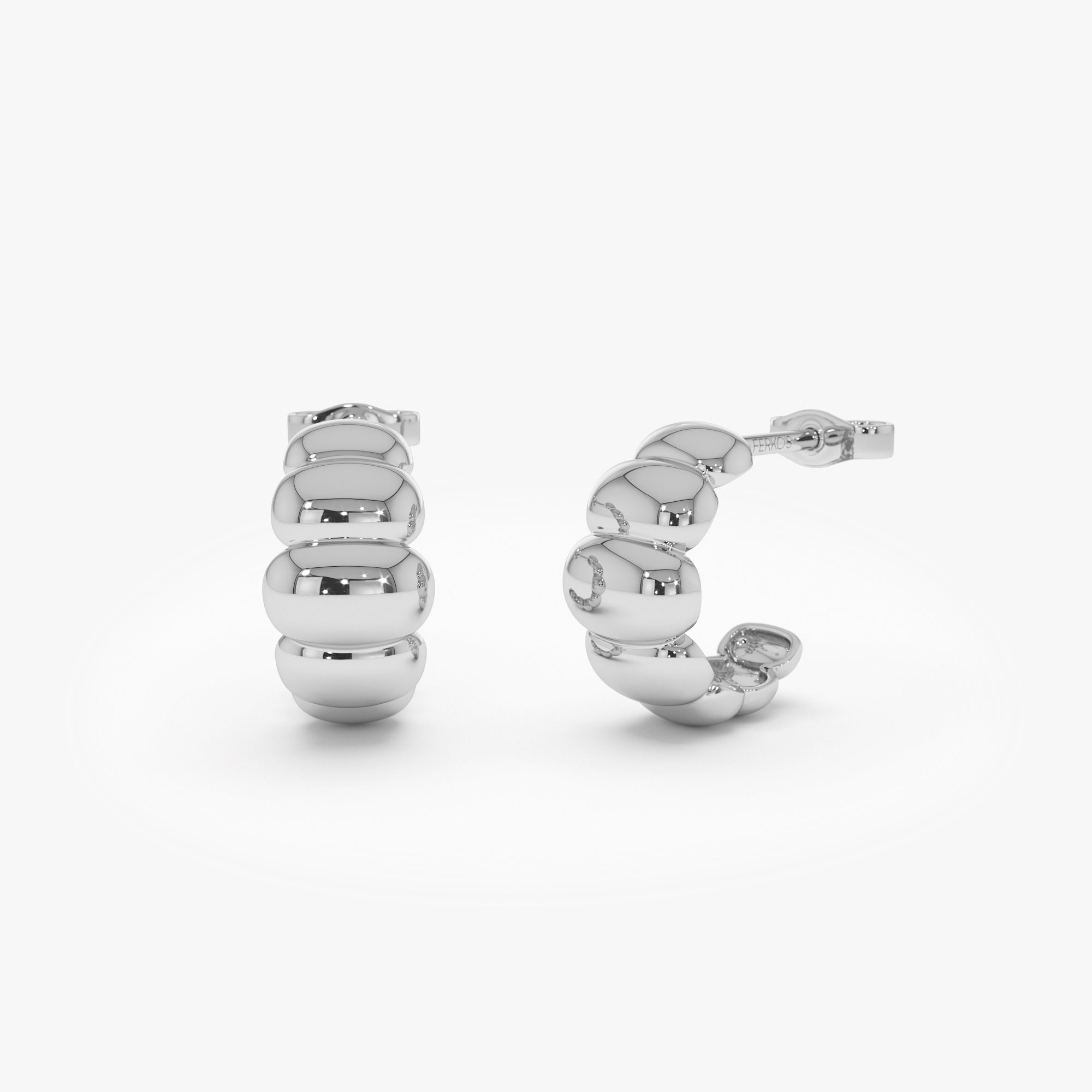 14k Gold Chuncky Bubble Hoop Earrings 14k White Gold Ferkos Fine Jewelry