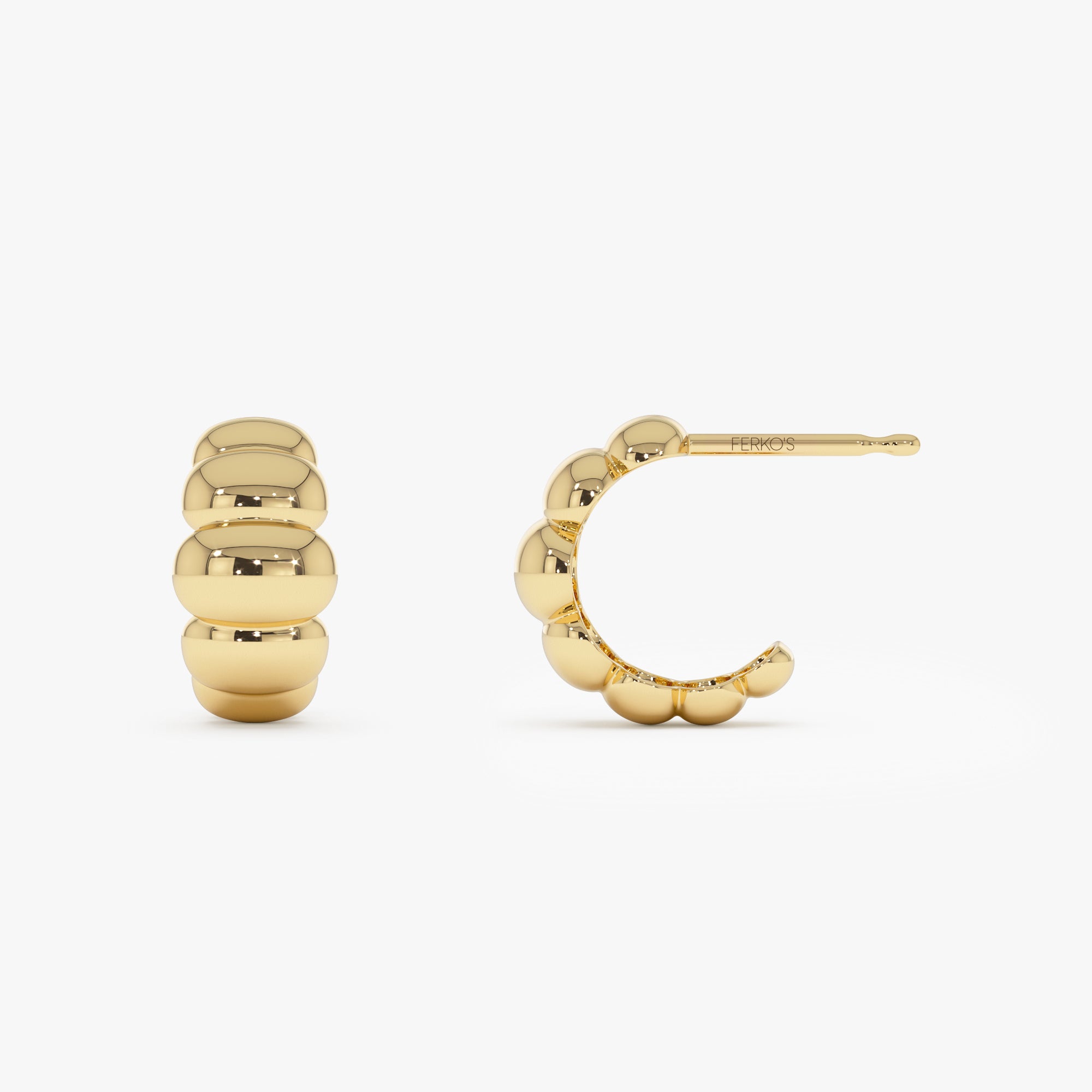 14k Gold Chuncky Bubble Hoop Earrings Ferkos Fine Jewelry