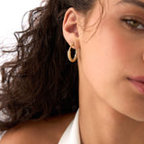 14K Twist Rope Hoop Earrings, Medium Gold Hoops Ferkos Fine Jewelry
