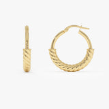 14K Twist Rope Hoop Earrings, Medium Gold Hoops Ferkos Fine Jewelry