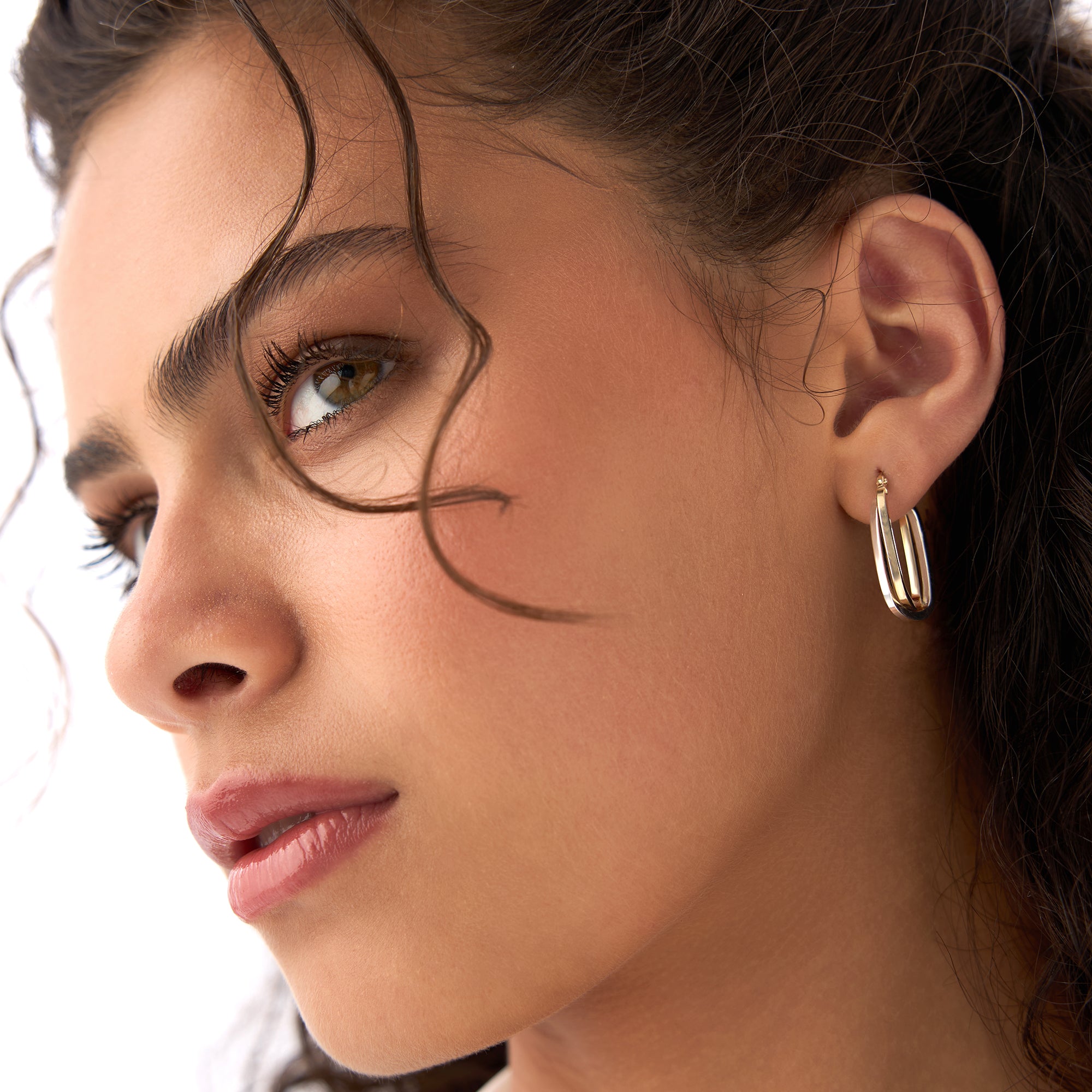 14k Mixed Metal Gold Hoop Earrings 15MM Ferkos Fine Jewelry