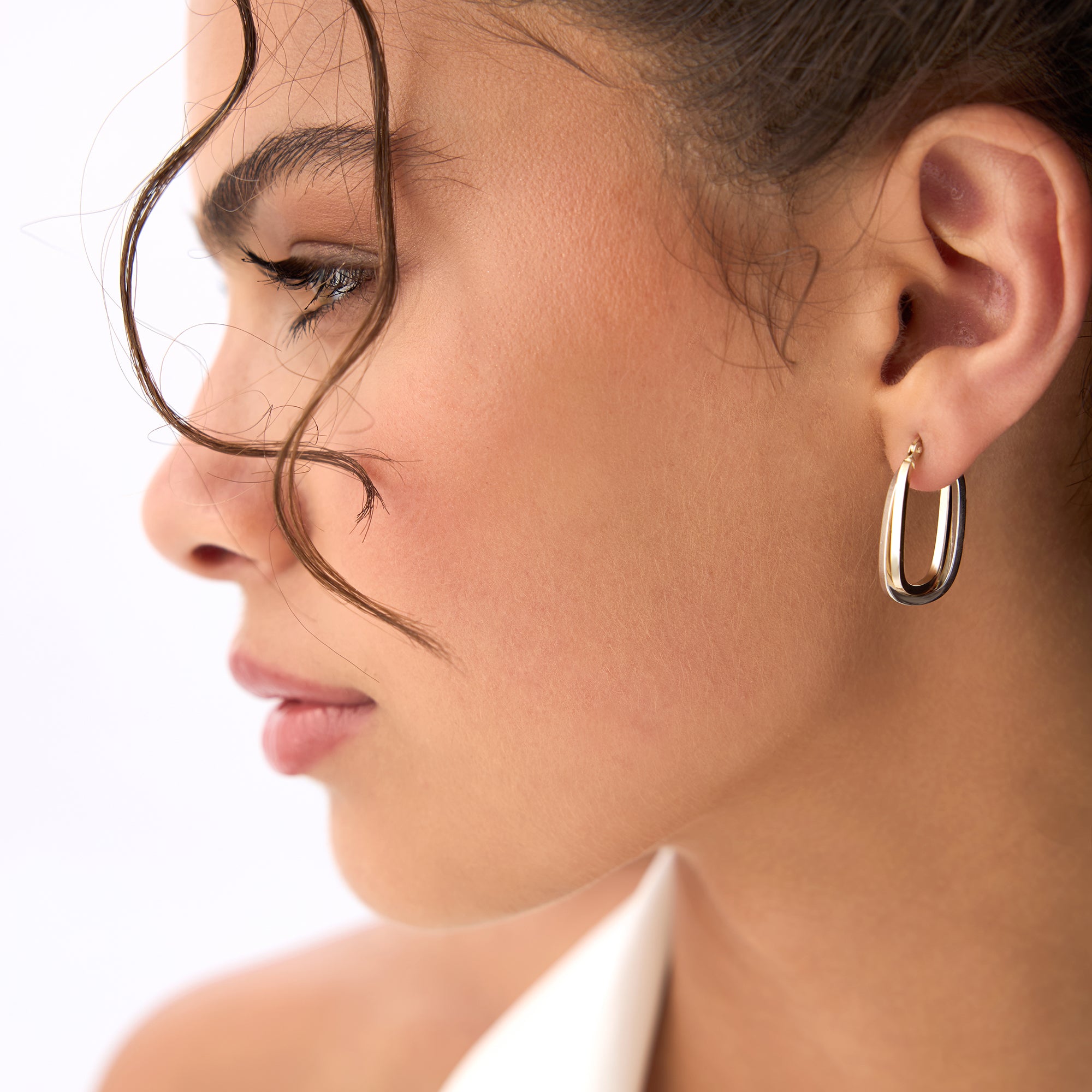 14k Mixed Metal Gold Hoop Earrings 15MM Ferkos Fine Jewelry