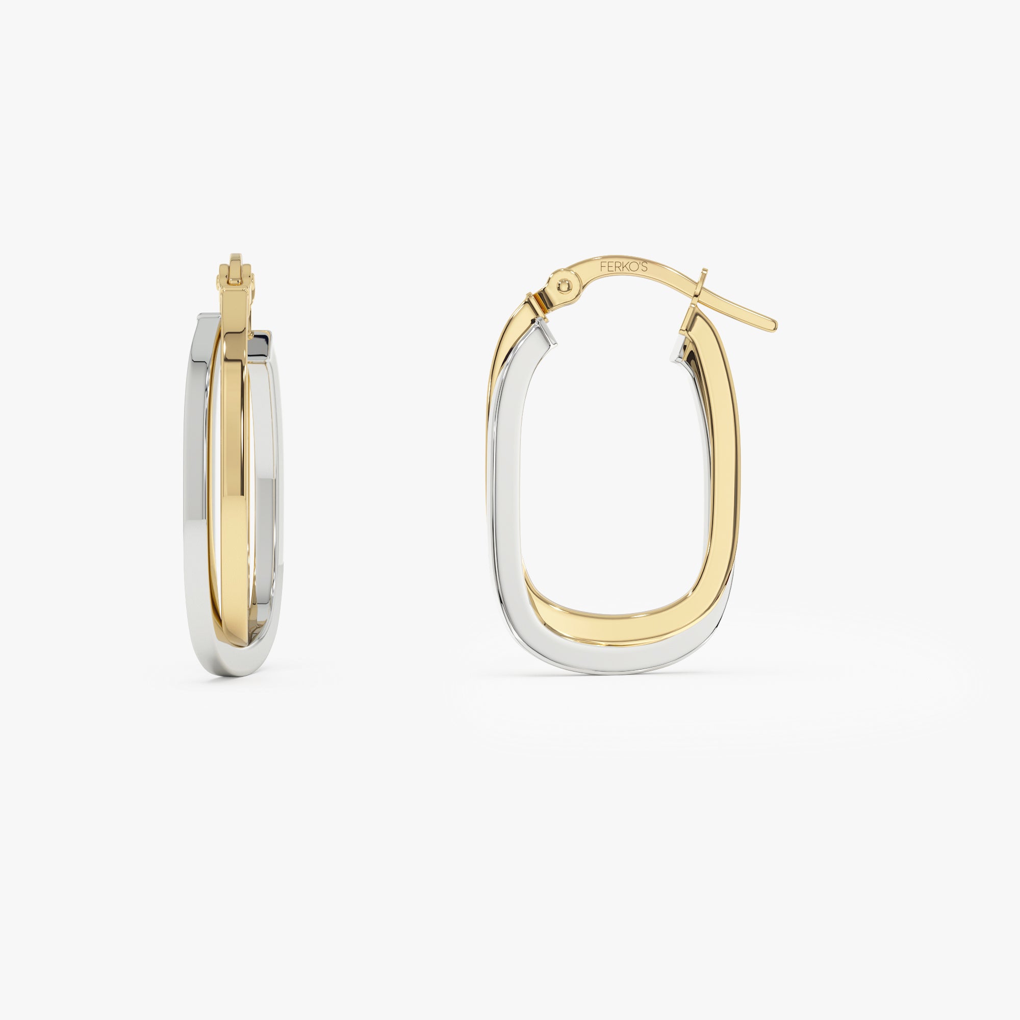 14k Mixed Metal Gold Hoop Earrings 15MM Ferkos Fine Jewelry