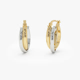 14k Mixed Metal Oval Gold Hoop Earrings 16MM 14K Gold Ferkos Fine Jewelry