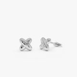 14K Gold X Stud Earrings 14k White Gold Ferkos Fine Jewelry