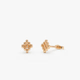 14K Gold Geometric Beaded Stud Earrings Ferkos Fine Jewelry