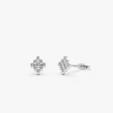 14K Gold Geometric Beaded Stud Earrings 14K White Gold Ferkos Fine Jewelry
