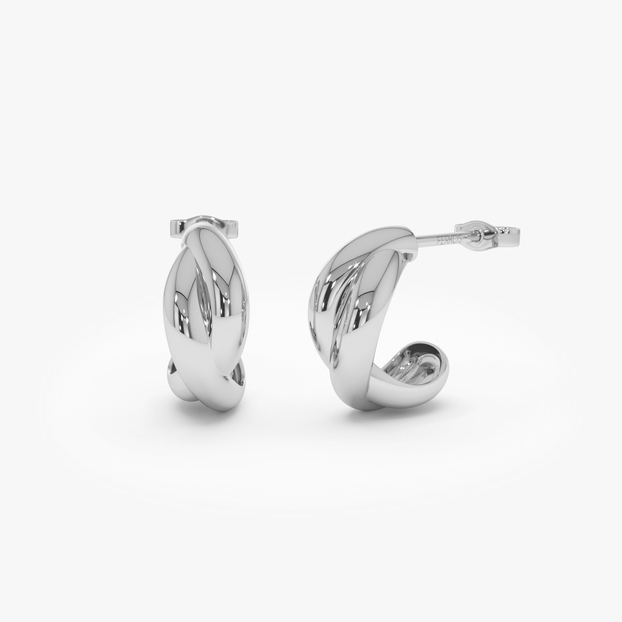 14K Gold Chunky Twisted Hoop Earrings 14K White Gold Ferkos Fine Jewelry