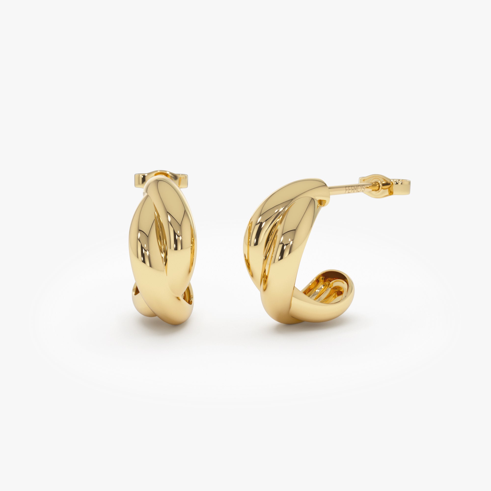 14K Gold Chunky Twisted Hoop Earrings 14K Gold Ferkos Fine Jewelry