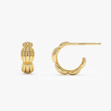 14k Gold Ribbed Dome Hoop Earrings Ferkos Fine Jewelry