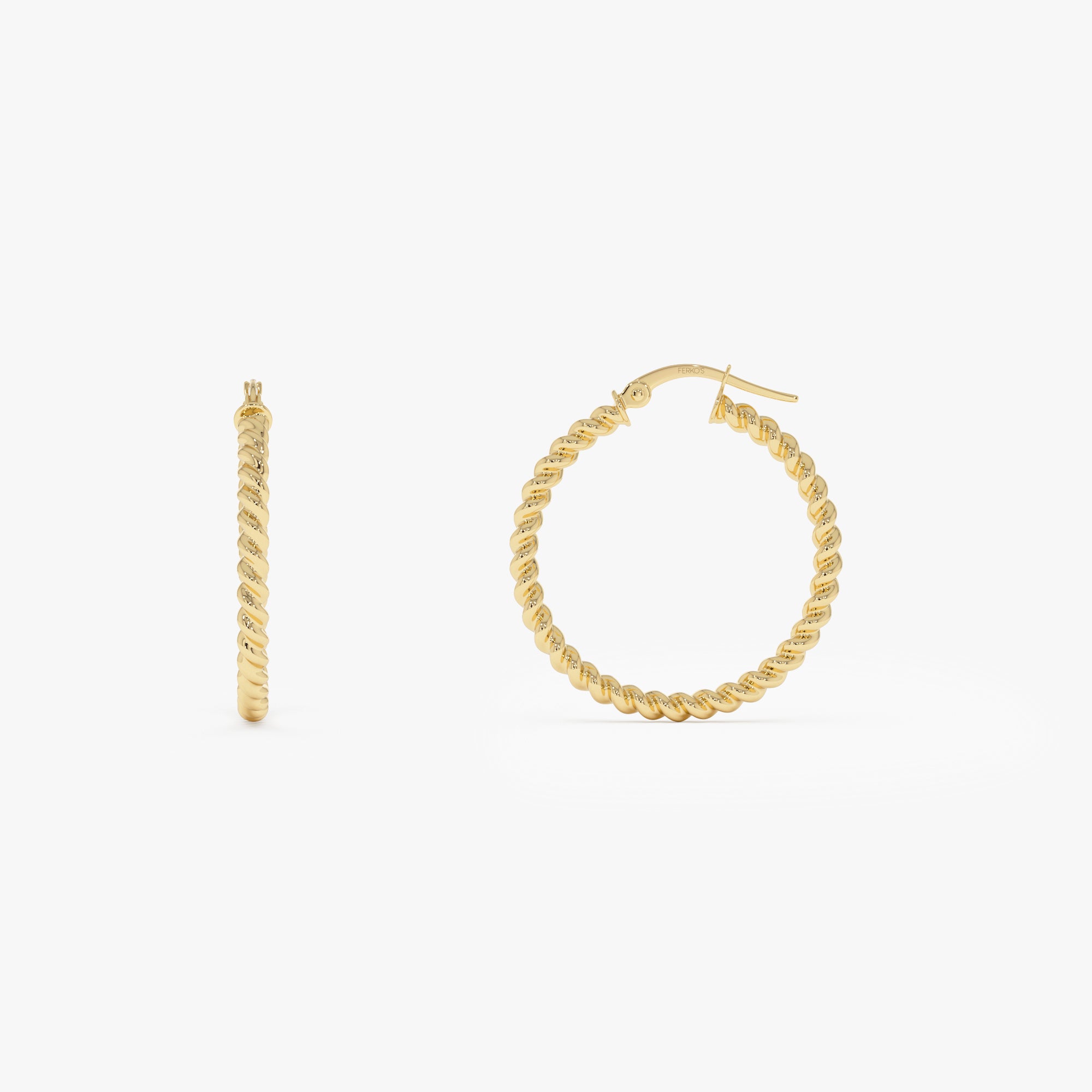 14k Gold Twisted Hoop Earrings – 25MM Ferkos Fine Jewelry