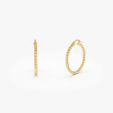 14k Gold Twisted Hoop Earrings – 25MM 14k Gold Ferkos Fine Jewelry