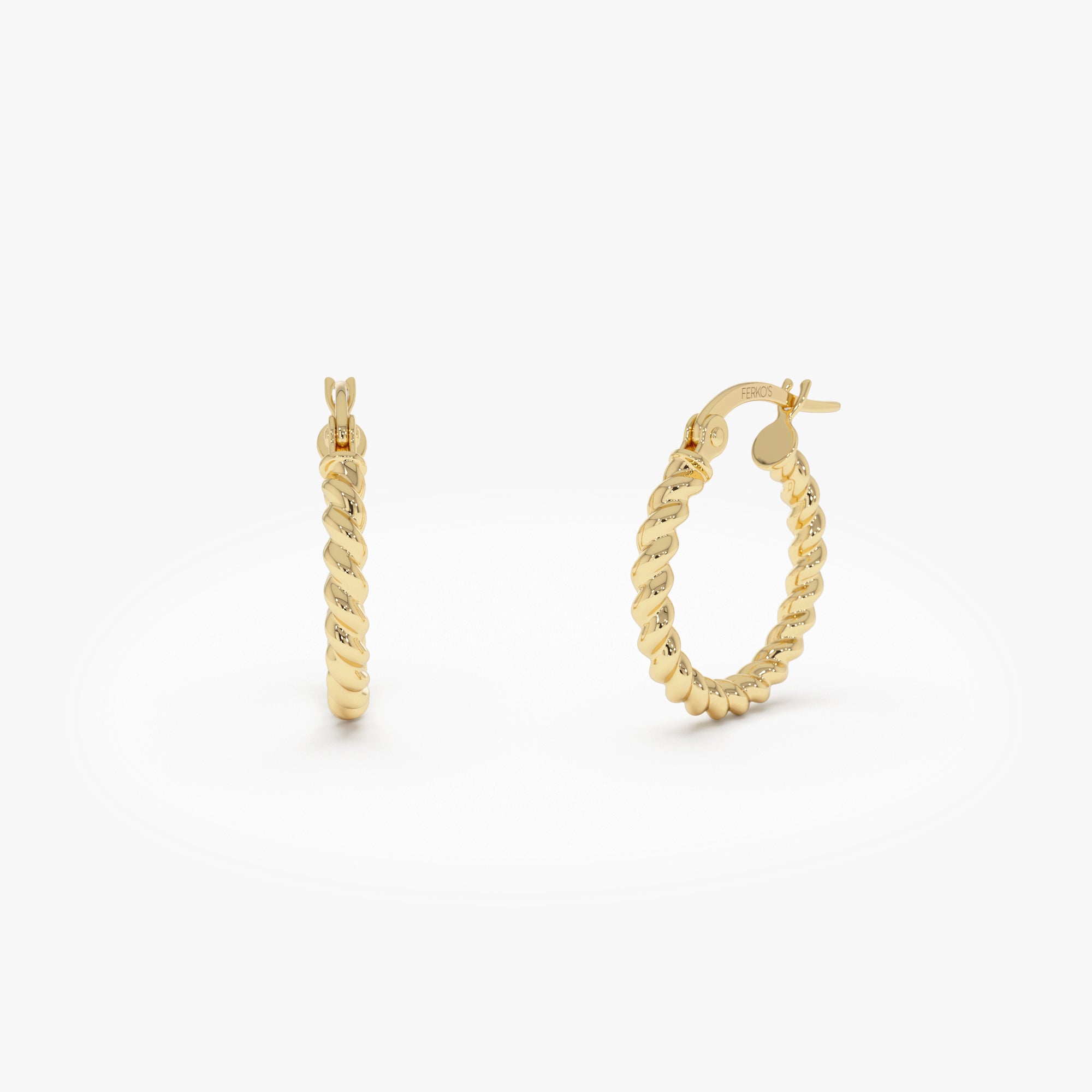14k Gold Twisted Hoop Earrings – 14MM 14k Gold Ferkos Fine Jewelry
