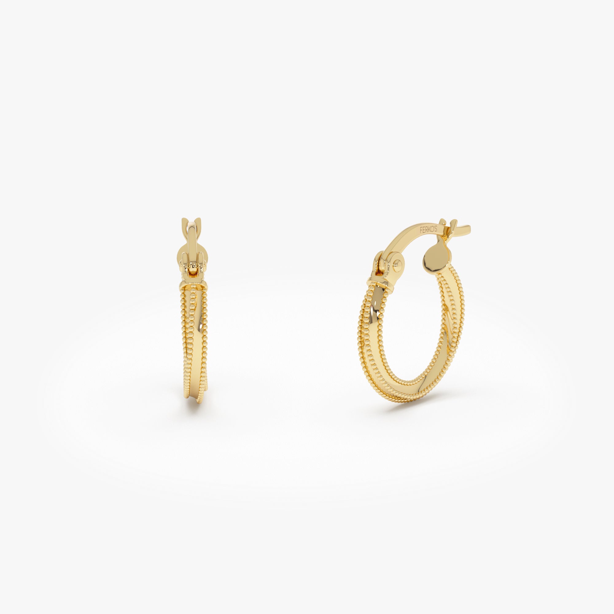 14k Gold Milgrain Hoop Earrings 14k Gold Ferkos Fine Jewelry