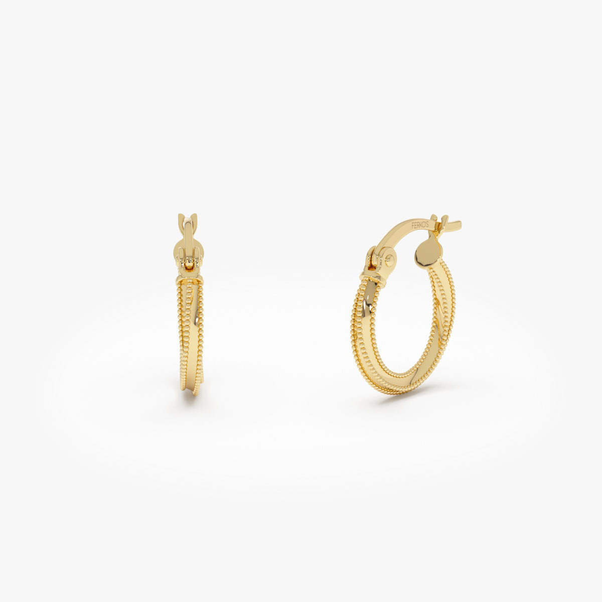 14k Gold Milgrain Hoop Earrings 14k Gold Ferkos Fine Jewelry