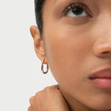 14k Gold Two Tone Oval Staple Hoop Earrings Ferkos Fine Jewelry
