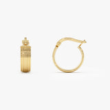14k Gold Ribbed Hoop Earrings – 4MM Width Ferkos Fine Jewelry