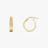 14k Gold Geometric Faceted Huggie Hoop Earrings - 14MM 14k Gold Ferkos Fine Jewelry