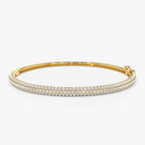 14K Gold Triple Row Diamond Hinged Bangle Ferkos Fine Jewelry