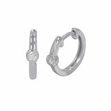 14K White Gold Round Diamond Bezel Huggies Ferkos Fine Jewelry