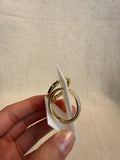 14k Gold Three Row Shared prongs Hoops