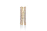 14k Gold Three Row Shared prongs Hoops