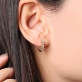 14K Rose Gold Bezel Setting Diamond Huggie Earrings Ferkos Fine Jewelry