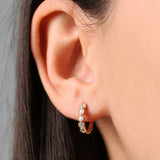 14K Rose Gold Bezel Setting Diamond Huggie Earrings Ferkos Fine Jewelry