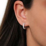 14K Rose Pave Diamonds and Baguette Hoop Earrings Ferkos Fine Jewelry