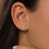 14k Rose Gold Diamond Leaf Earrings Ferkos Fine Jewelry