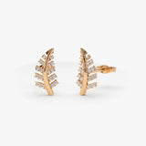 14k Rose Gold Diamond Leaf Earrings Ferkos Fine Jewelry