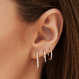 14k Rose Medium Diamond Hoop Earrings Ferkos Fine Jewelry
