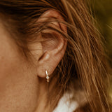 14K Rose Bezel Setting Marquise Diamond Mini Hoops