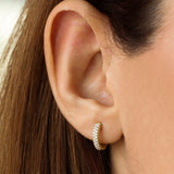 14k Rose Double Row Micro Pave Petite Diamond Hoops Ferkos Fine Jewelry