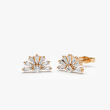 14k Rose Half Round Tapered Baguette Diamond Studs Ferkos Fine Jewelry