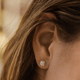 14k Rose Gold Baguette and Round Diamond Cluster Studs Ferkos Fine Jewelry