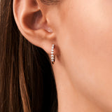14k Rose Solid Gold Shared Prong Diamond Hoop Earrings Ferkos Fine Jewelry