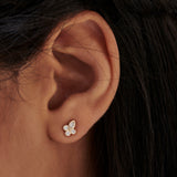 14k Rose Marquise & Round Diamond Crown Earrings Ferkos Fine Jewelry