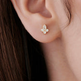 14k Rose Marquise & Round Diamond Crown Earrings Ferkos Fine Jewelry