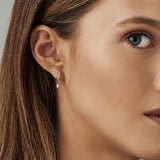 14k Rose Diamond Huggies with a Dangling Marquise Diamond Ferkos Fine Jewelry