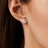 14k Rose Baguette Diamond Channel Setting Disc Diamond Studs Ferkos Fine Jewelry