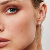 14k Rose Ruby and Round Diamond Hoop Earrings