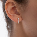 14k Rose Round Diamond Prong Setting Graduating Stud Earrings