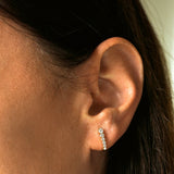 14k Rose Round Diamond Prong Setting Graduating Stud Earrings