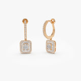 14k Rose Illusion Setting Baguette Diamond Dangling Hoop Earrings Ferkos Fine Jewelry